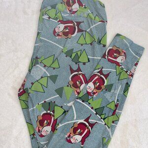 LulaRoe Tall & Curvy Leggings - Santa/Trees